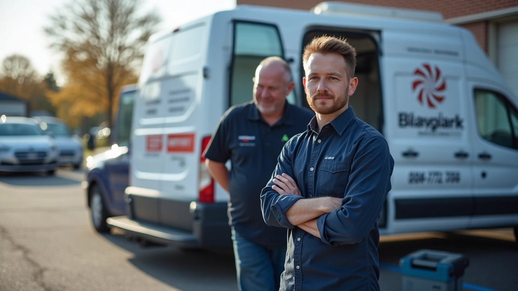 Mobile repair van equipped with PDR tools and lighting setup parked near vehicle
