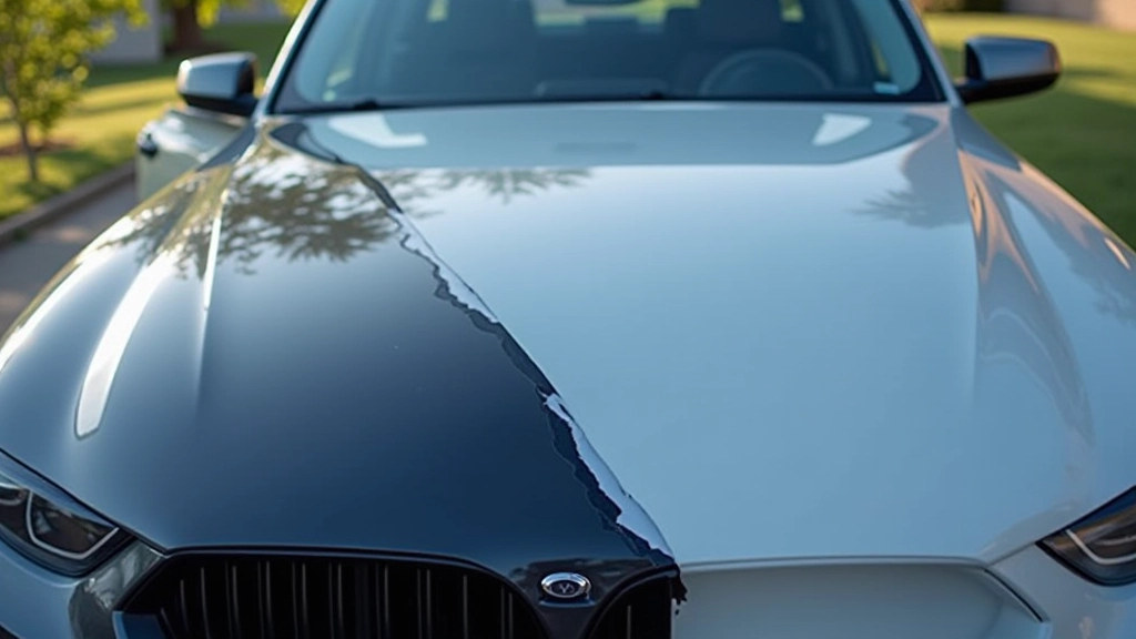 Car hood panel damage repair completed